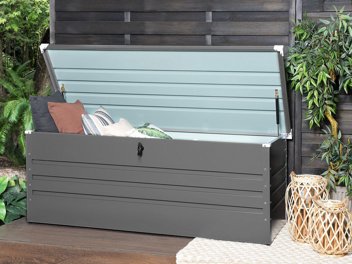 AUFLAGENBOX Stahl grau 165/70 cm Cebrosa - Grau, Metall (165/63/70cm) - Beliani
