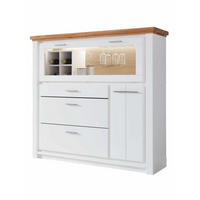 BARSCHRANK weiß Olbia Wildeiche 151/48/146 cm - Weiß/Braun, Holz (151/146/48cm) - Casamia Massive Möbel