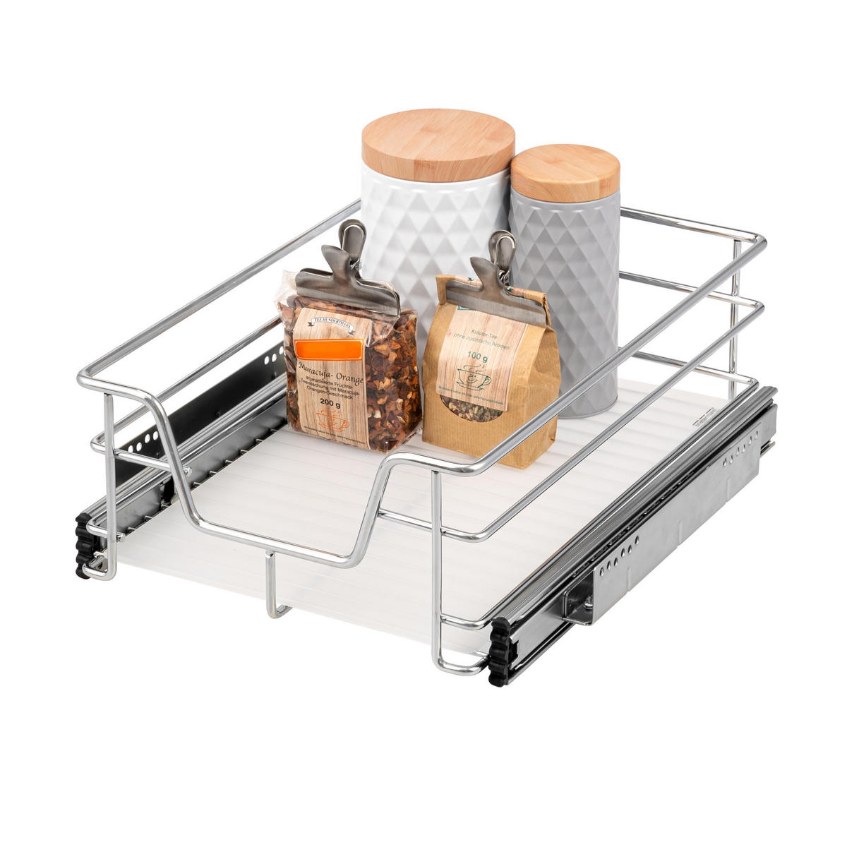 TELESKOPSCHUBLADE 40 cm, silber, Metall - Chromfarben, Metall (37/14/44cm) - bremermann