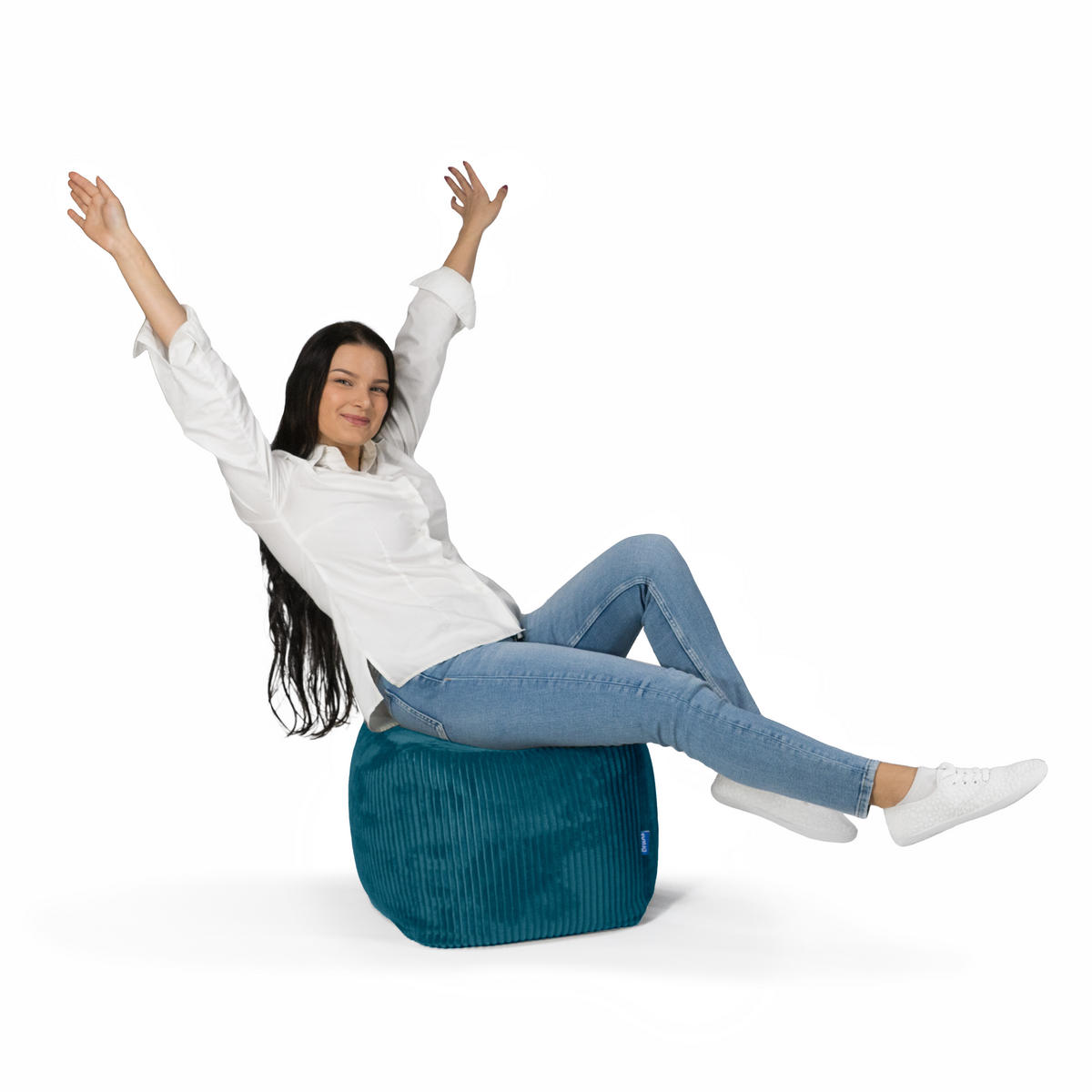 SITZWÜRFEL Cubo Cord petrol - Petrol, Textil (40/40/40cm) - Bruni
