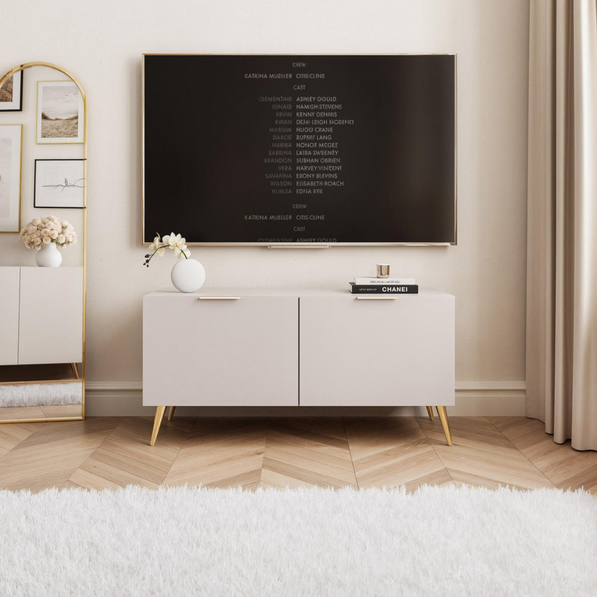 TV-LOWBOARD ANGEL Kaschmir stehend mit LED-Beleuchtung 100 cm - Kaschmir, Holzwerkstoff (100/49/40cm) - Idohome
