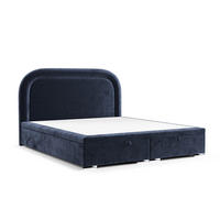 POLSTERBETT Harmony mit Stauraum 140/200 cm Marineblau im Lotta Stoff - Chromfarben/Dunkelblau, Holz/Holzwerkstoff (140/200cm) - AltaBeds