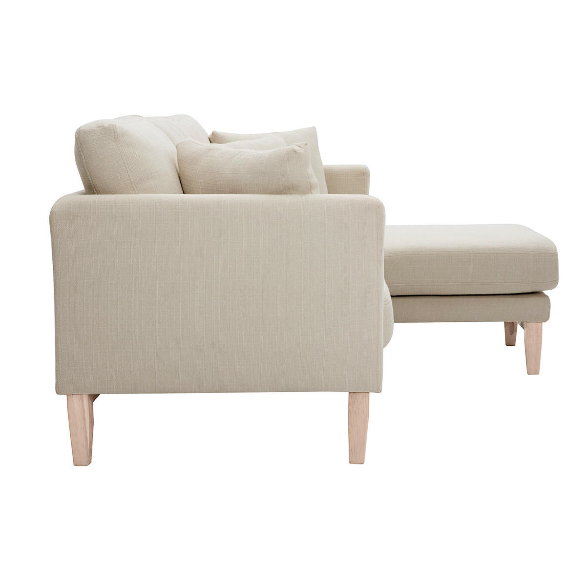 ECKSOFA Rechts 4-Sitzer Stoff Beige Abnehmbar Holz OSLO - Beige, Textil (130/192cm) - Miliboo
