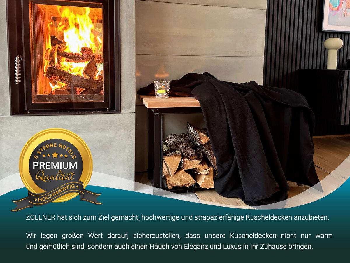 KUSCHELDECKE, 130x170 cm, 100% Polyester, Schwarz - Schwarz, Textil (130/170cm) - Zollner
