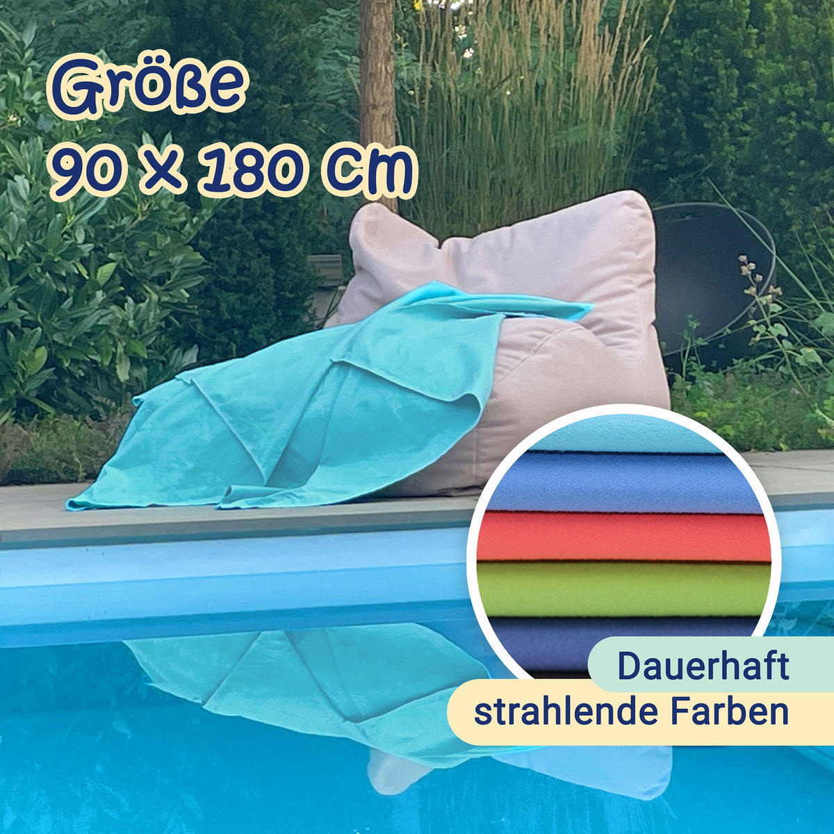 STRANDTUCH, 90x180 cm, 80% Polyester, 20% Polyamid, Blau - Türkis, Textil (90/180cm) - Zollner