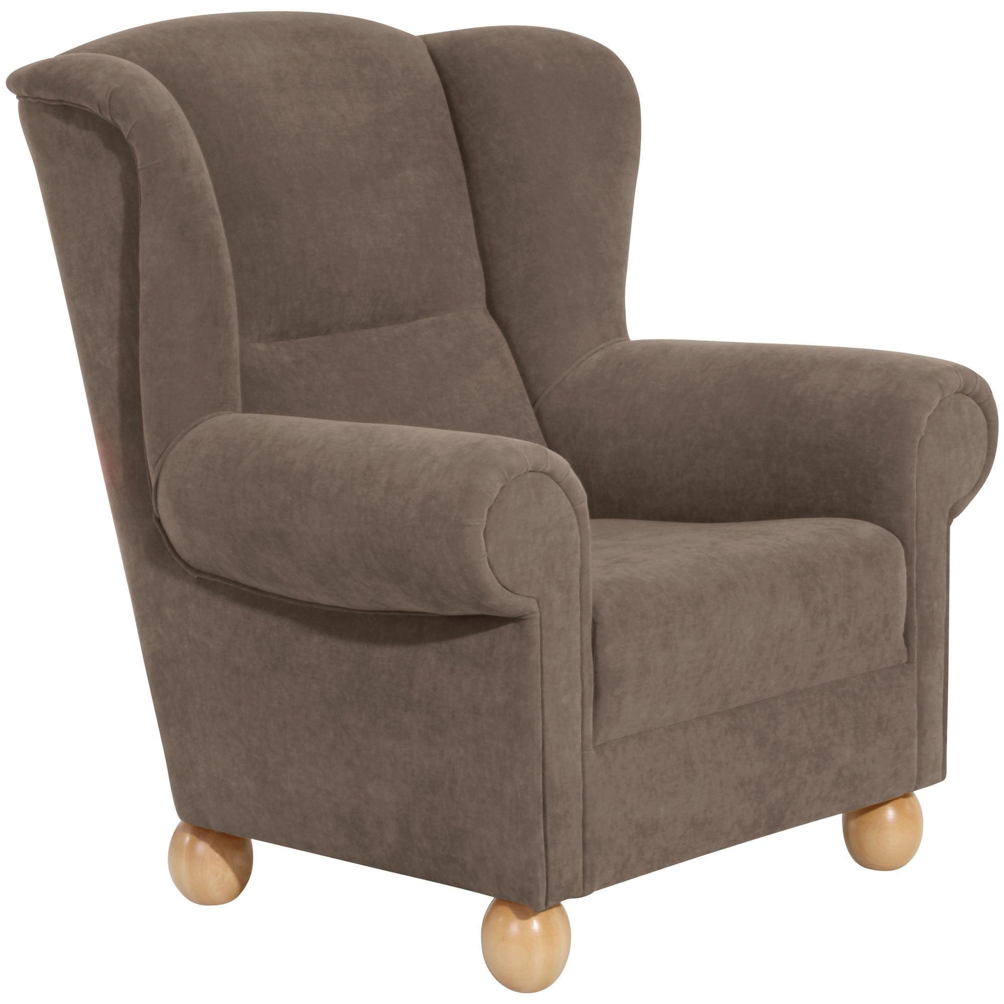 OHRENBACKENSESSEL Kasha Bezug Veloursstoff Buche natur / sahara - Buchefarben/Sahara, Kunststoff (93/103/87cm) - 58aufmkessel