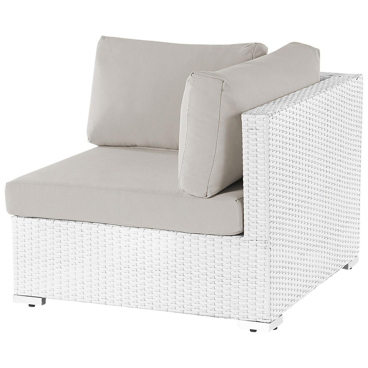 LOUNGE SET 4-Sitzer weiß rechtsseitig modular Auflagen sandbeige Sano - Beige/Weiß, Kunststoff - Beliani