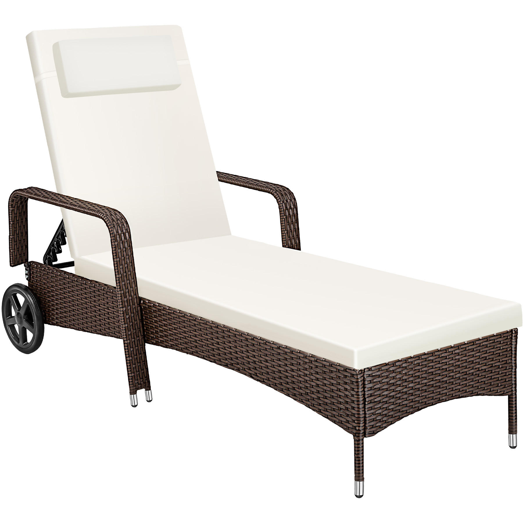 RATTAN-SONNENLIEGE ,200 x 70 x 33 cm,braun gemischt - Braun, Kunststoff (70/33/200cm) - tectake