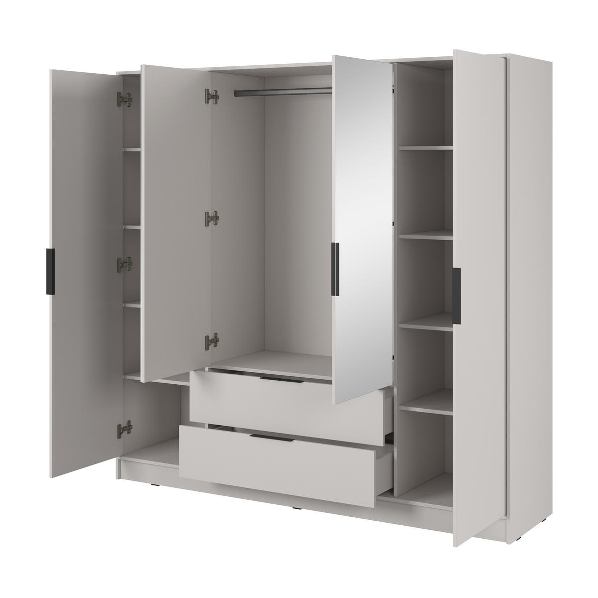 DREHTÜRENSCHRANK CATERINA 206/200/51 cm 4-türig mit Spiegel Kaschmir - Kaschmir, Holzwerkstoff (206/200/51cm) - MASSENO