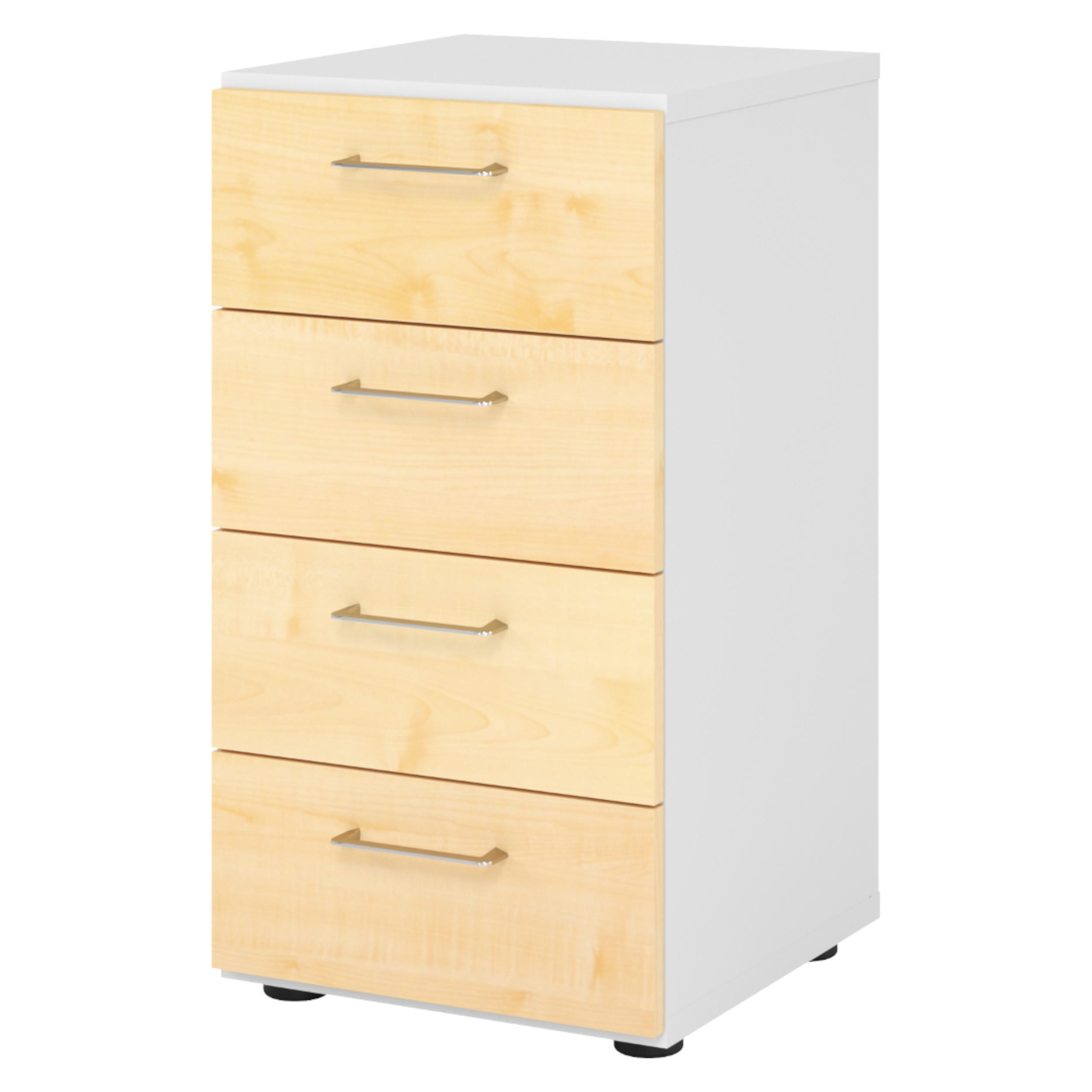SCHUBLADENSCHRANK - 4 Schübe 42/40/74,8 cm in Weiß/Ahornfarben - Ahornfarben/Weiß, Holzwerkstoff (40/74.8/42cm) - bümö
