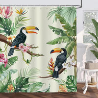 DUSCHVORHANG Vögel Blätter 180 x 180 cm Polyester schimmelresistent wasserdicht waschbar Badezimmer - Grün, Textil (180/180cm) - MCBOSON