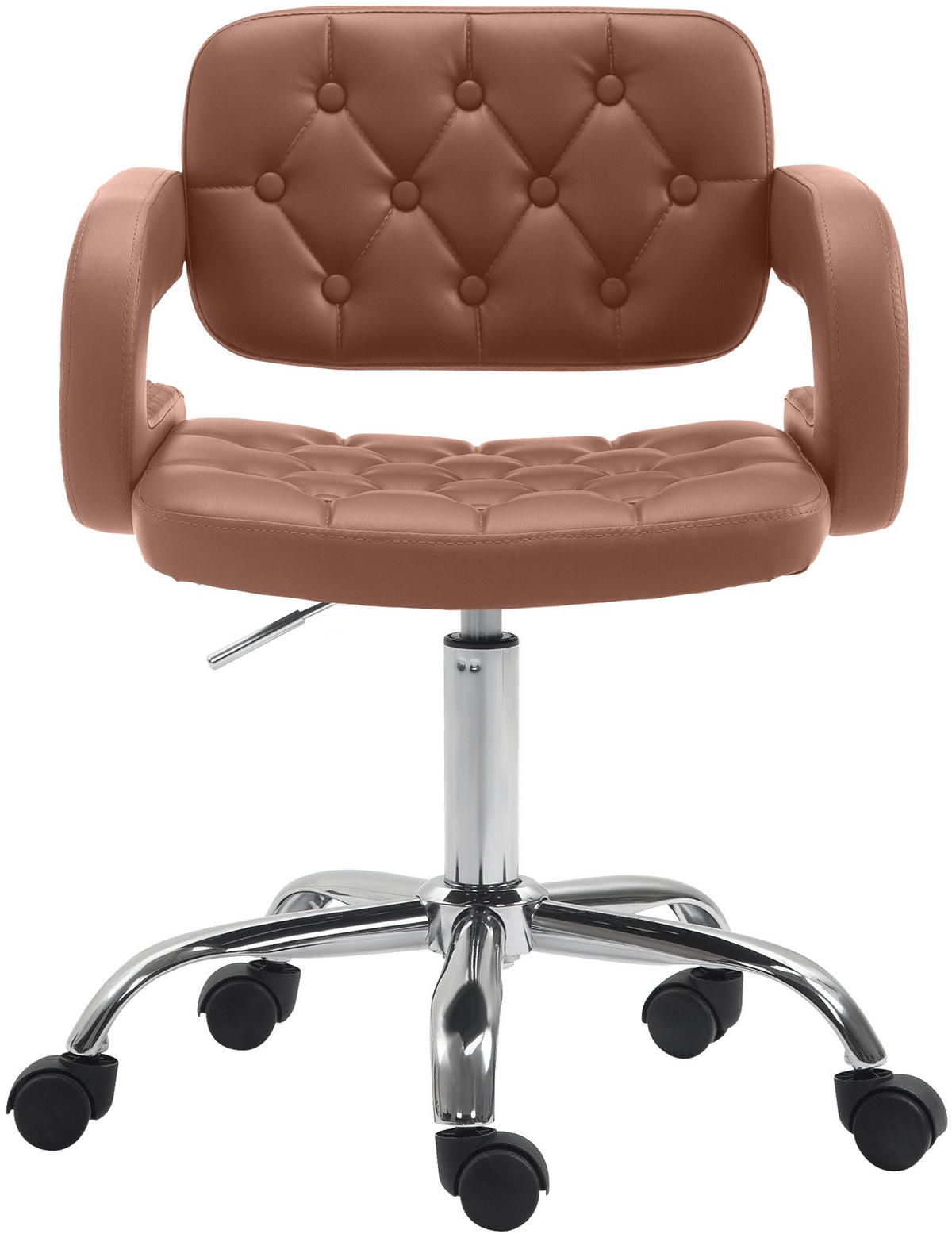 DREHSTUHL Lederlook cognac - Chromfarben/Cognac, Textil/Metall (62/78/55cm) - CLP