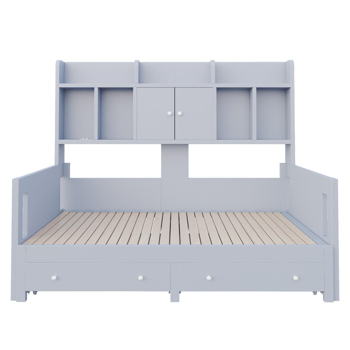 SCHLAFSOFA Holz Ausziehbett LED Stauraum Steckdose Grau - Grau, Holz (90/190cm) - FLIEKS