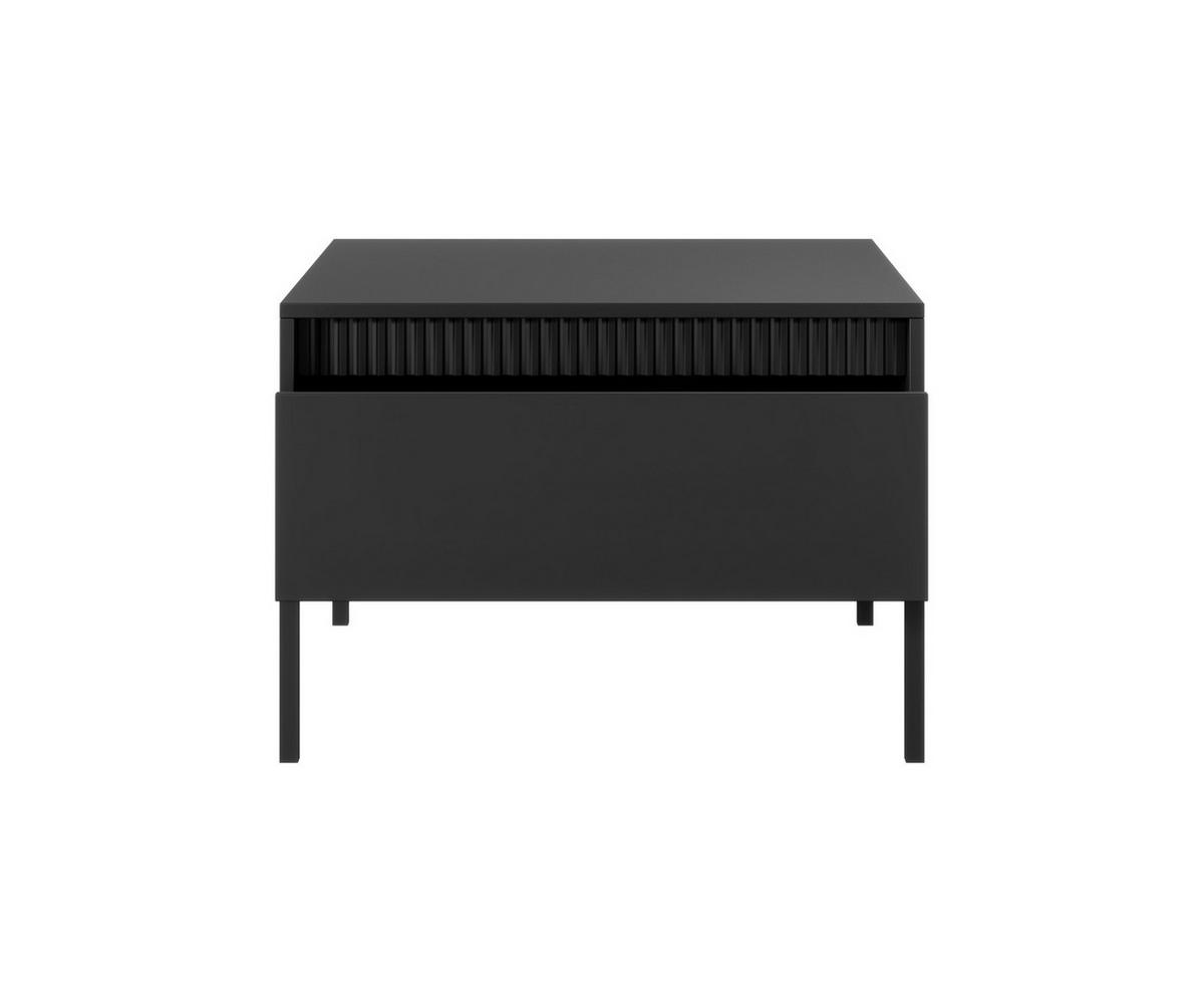 COUCHTISCH Ferrato F 68x68 cm Schwarz Matt - mit 1 Schublade i Riffel-Leiste - Schwarz, Holz/Holzwerkstoff (68/68/48cm) - Ravio