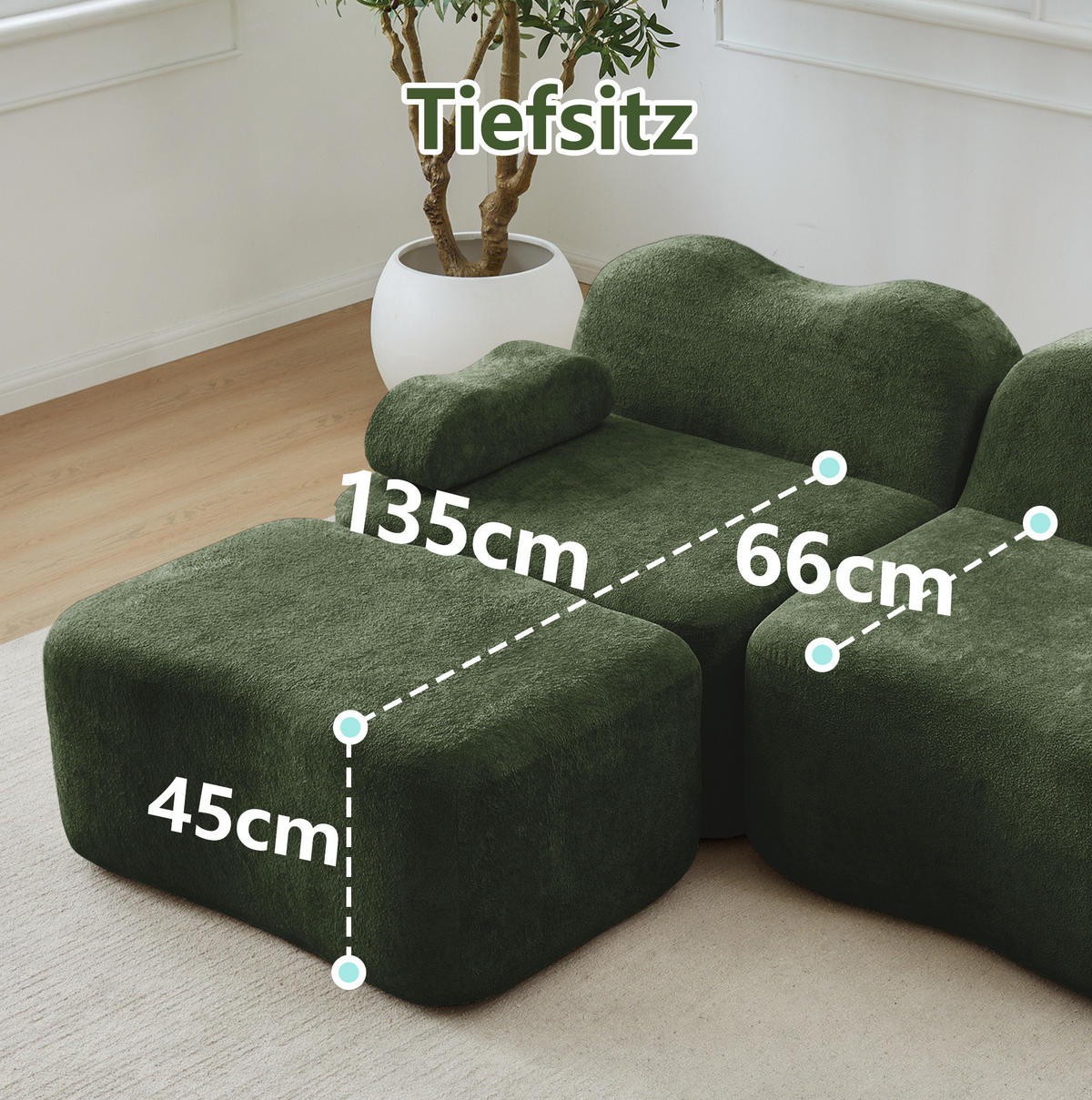 KUTNA garnitura 288/167/70 cm s valovitim oblikom i dubokim sjedalom, Zelena - zelena, tekstil (288/167cm) - Redom