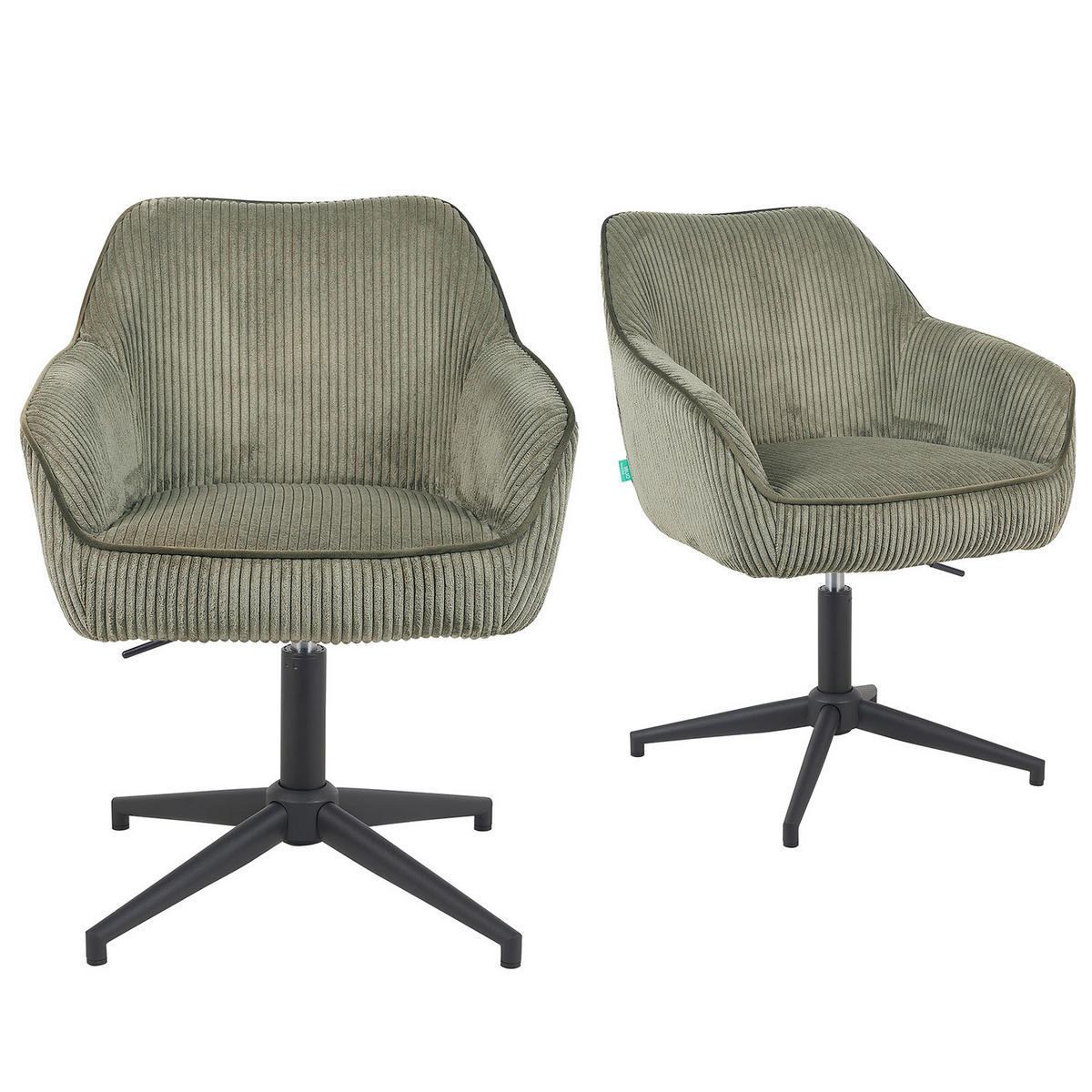BÜROSTUHL Mika-Caro - Schwarz/Grün, Textil/Metall (60/79/61cm) - DUBI Möbel