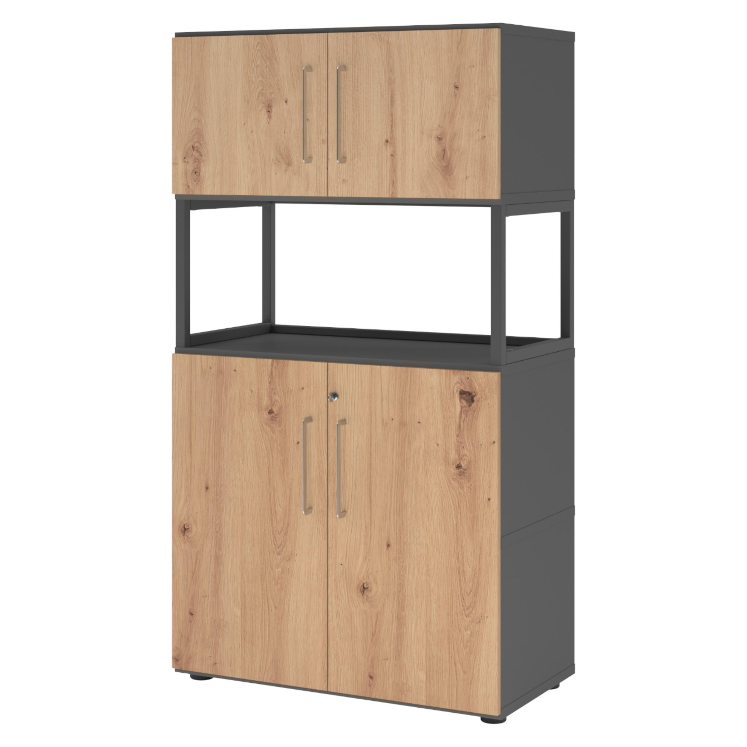 bümö Aktenschrank Graphit, Wildeiche 80x145.2x41.7 cm