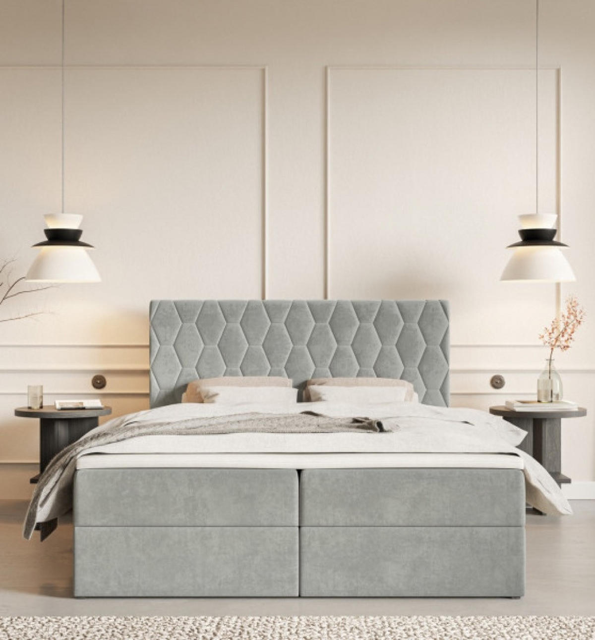 BETT Grau G8 Mit Bettkasten 180x200 cm - Grau, Textil (180/200cm) - Sepro Meble