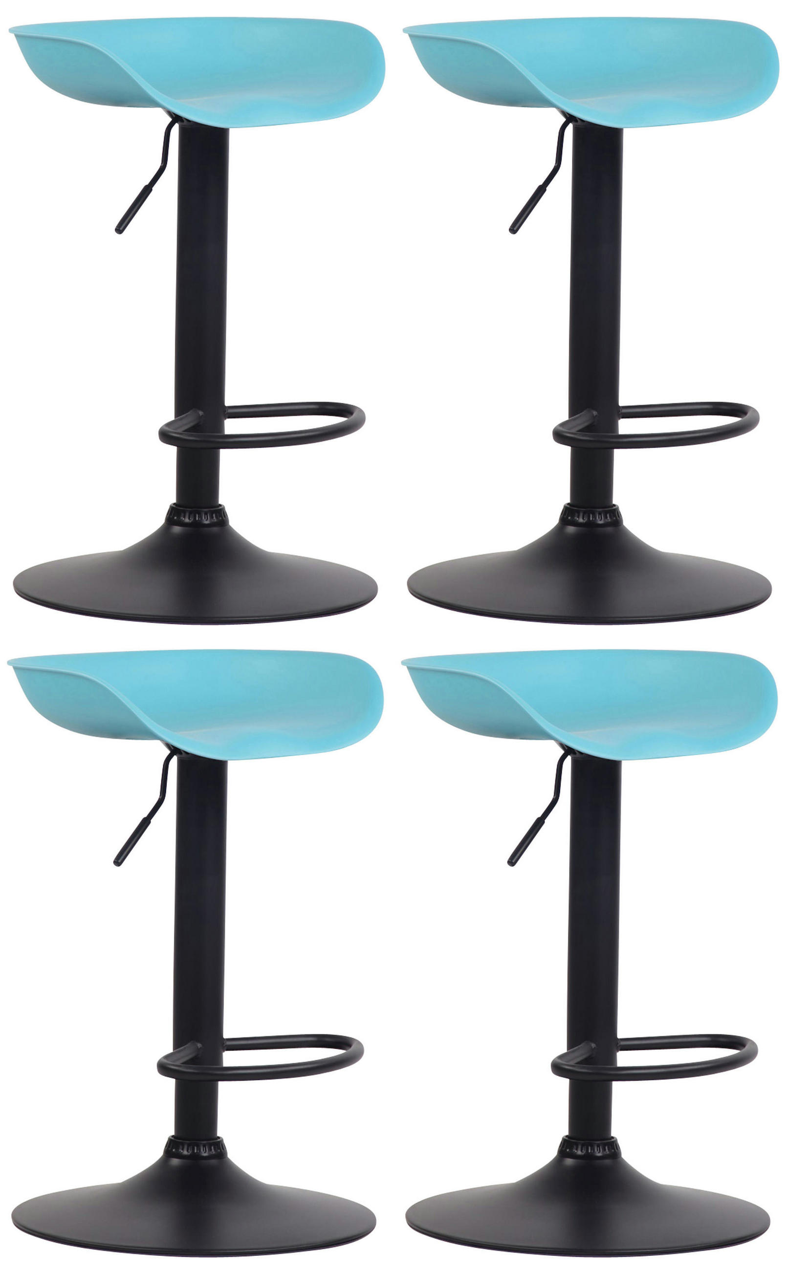 BARHOCKER 4er Set Kunststoff blau - Blau/Schwarz, Kunststoff/Metall (52/67/43cm) - CLP