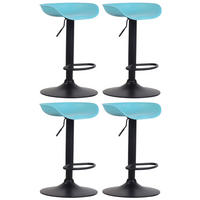 BARHOCKER 4er Set Kunststoff blau - Blau/Schwarz, Kunststoff/Metall (52/67/43cm) - CLP