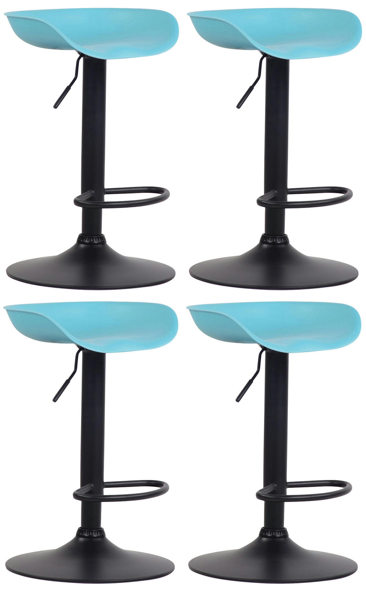 BARHOCKER 4er Set Kunststoff blau - Blau/Schwarz, Kunststoff/Metall (52/67/43cm) - CLP
