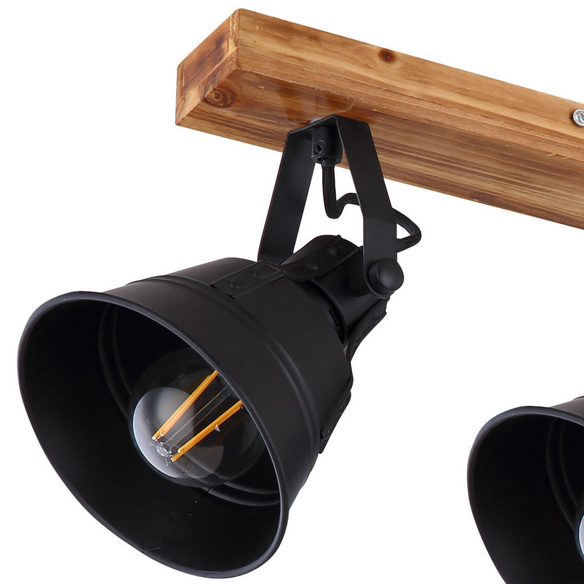 DECKENLEUCHTE Holz Metall Schwarz Matt - Schwarz, Holz (82/14/24cm) - Globo Lighting