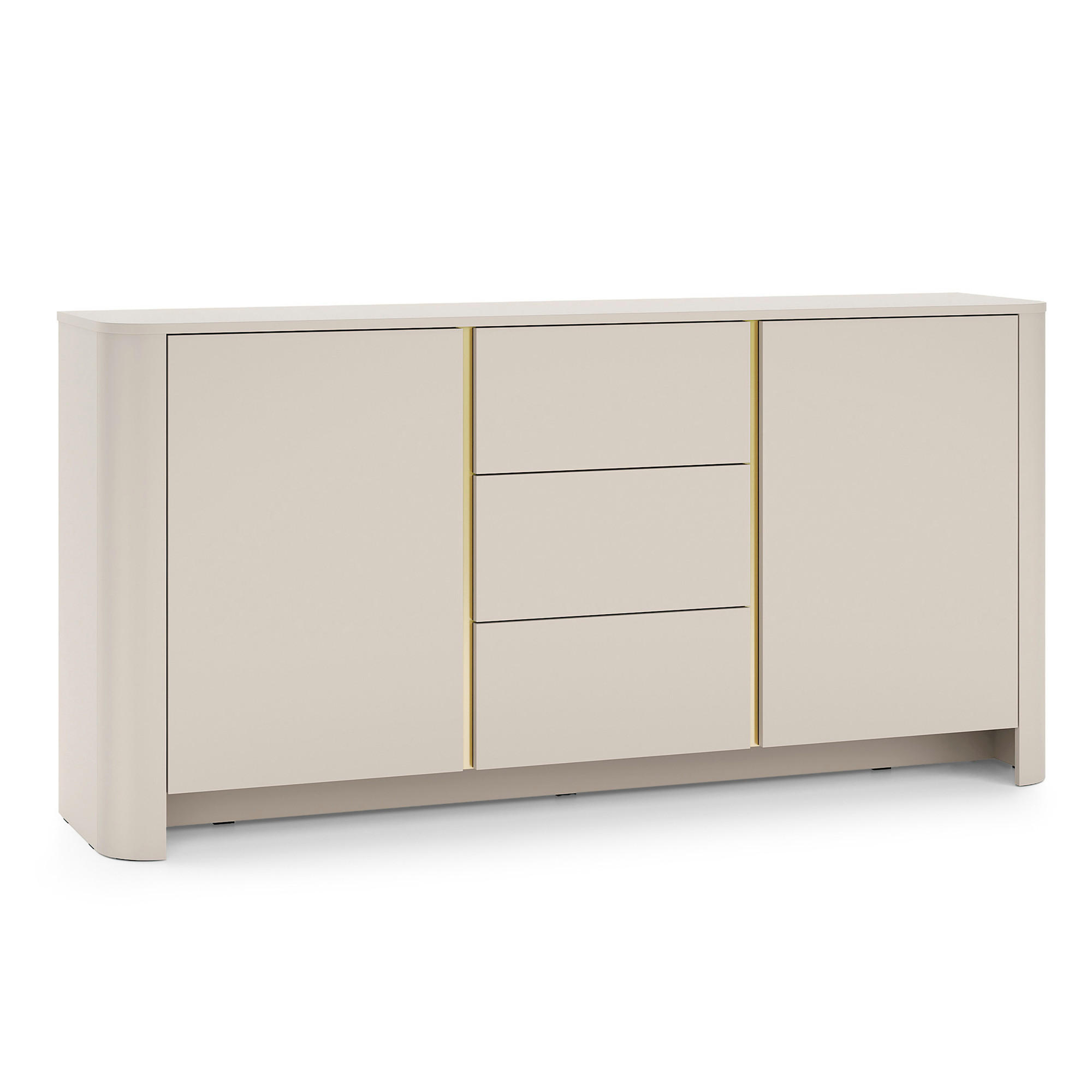 SIDEBOARD AMOS KOM2-2D3S Abgerundeter Korpus, Kaschmir - Kaschmir, Holzwerkstoff/Kunststoff (168/84/39cm) - Komodee