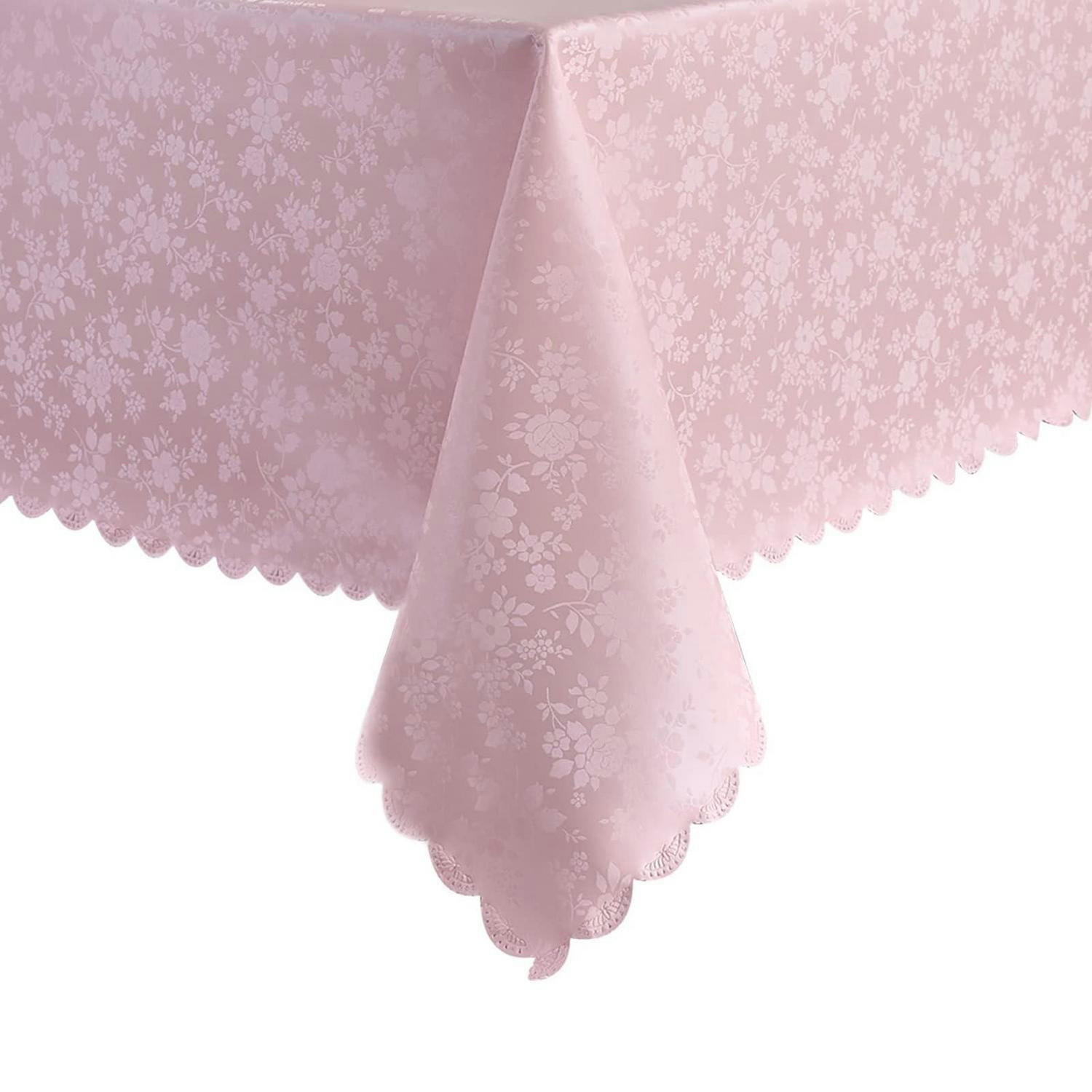 TISCHDECKE 140 x 240 cm abwaschbar rosa Blumenmuster - Rosa, Kunststoff (240/140/1.5cm)