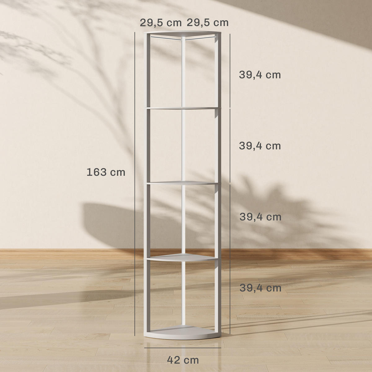 STEHLAMPE MDF Grau - Grau, Holzwerkstoff (42/29.5/163cm) - HOMCOM