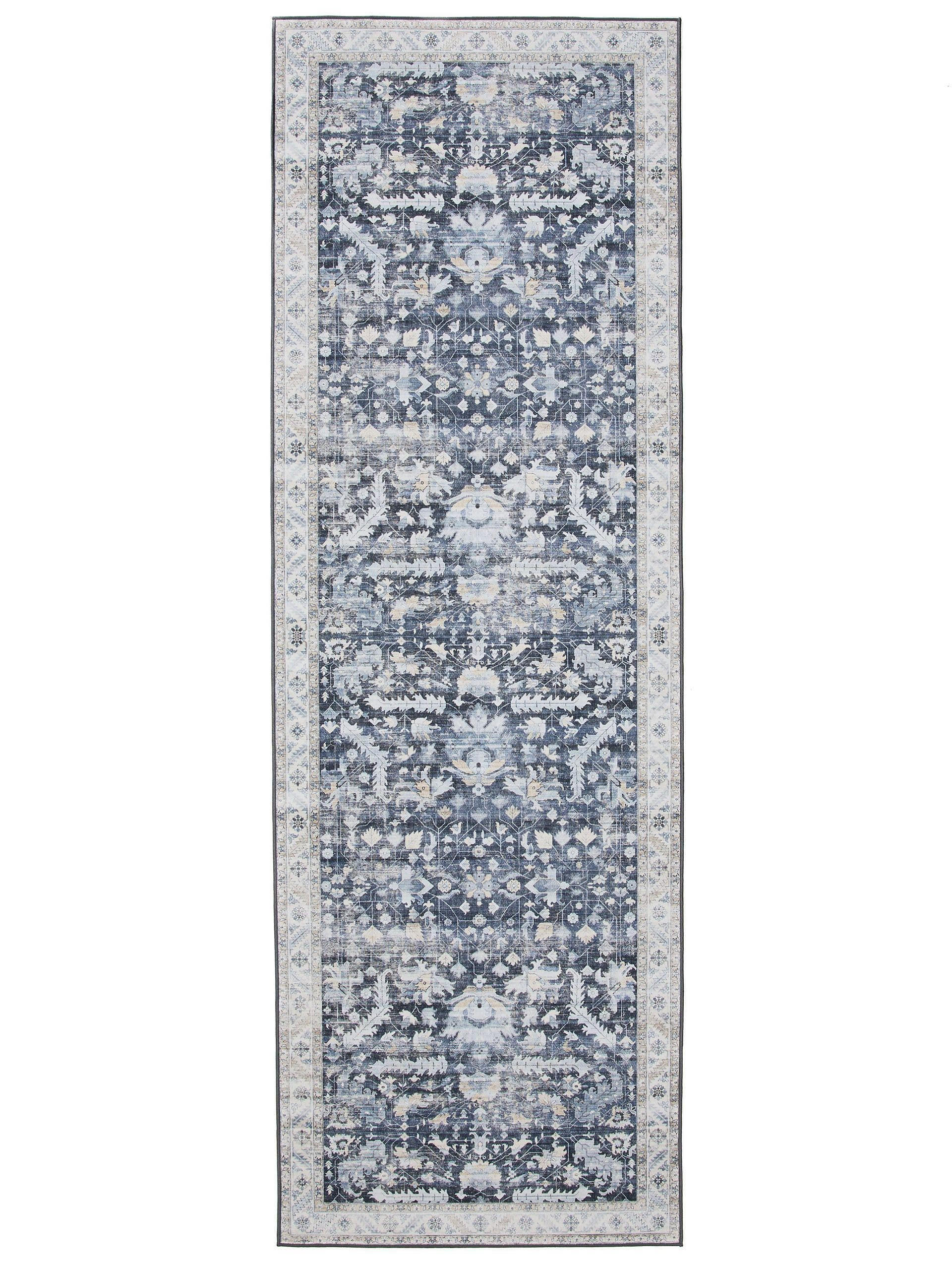 VINTAGE-LÄUFER George waschbar 80x240 cm - Blau, Kunststoff (80/240cm) - benuta