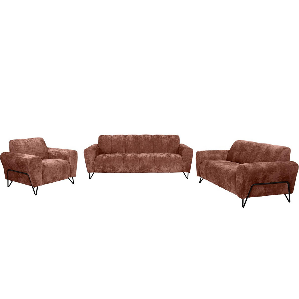 3-SITZER SOFA Volare mit Metallbeinen rot - Rot/Schwarz, Textil/Metall (220/83/98cm) - Beautysofa