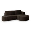 ECKSOFA CORTIO M R-S Braun Velours-Stoff mit Schlaffunktion - Braun, Holz (265/174cm) - MASSENO