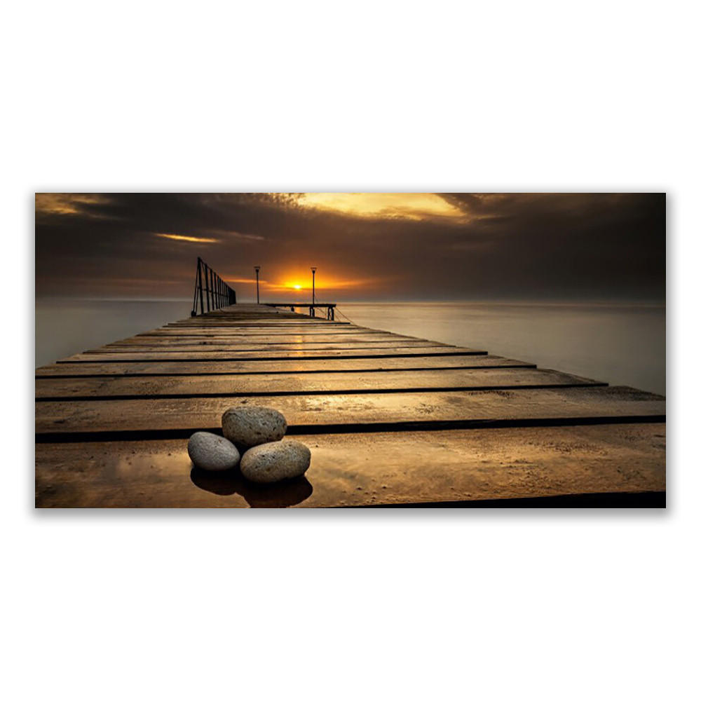 LEINWANDBILD 140x70 cm Seebrücke - Braun, Textil (140/4cm) - TULUP