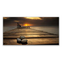 LEINWANDBILD 120x60 cm Seebrücke - Braun, Textil (120/4cm) - TULUP