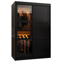 SCHWEBETÜRENSCHRANK 200/120/62 2-türig - Schwarz, Holz/Kunststoff (120/200/62cm) - Abiks Möbel