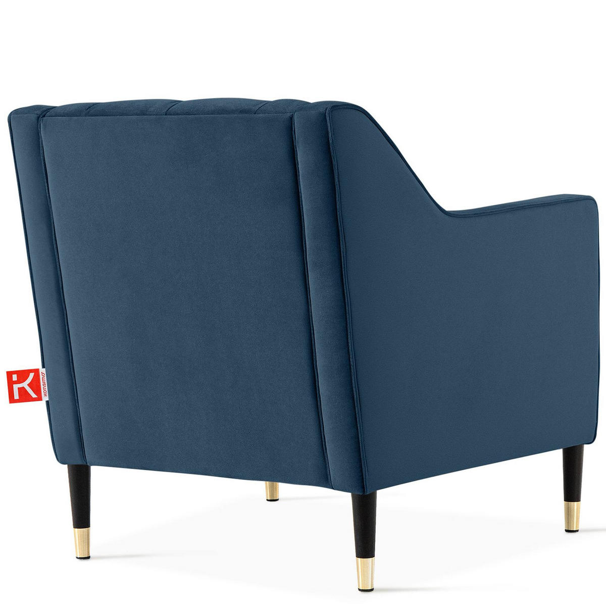 SESSEL NOMUS Velours, gesteppt, Marineblau - Wengefarben/Dunkelblau, Holz/Holzwerkstoff (77/78/80cm) - KONSIMO®