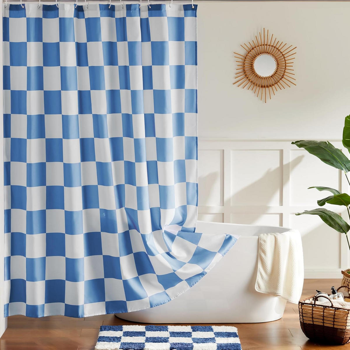 DUSCHVORHANG Karierter 180 x 180 cm - Blau, Textil (180/180cm) - Kaket