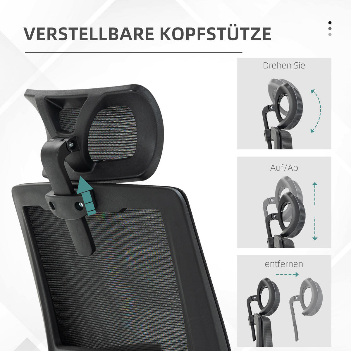 BÜROSTUHL, Ergonomisch, Mesh, Schwarz - Schwarz, Textil (61/119/60cm) - Vinsetto