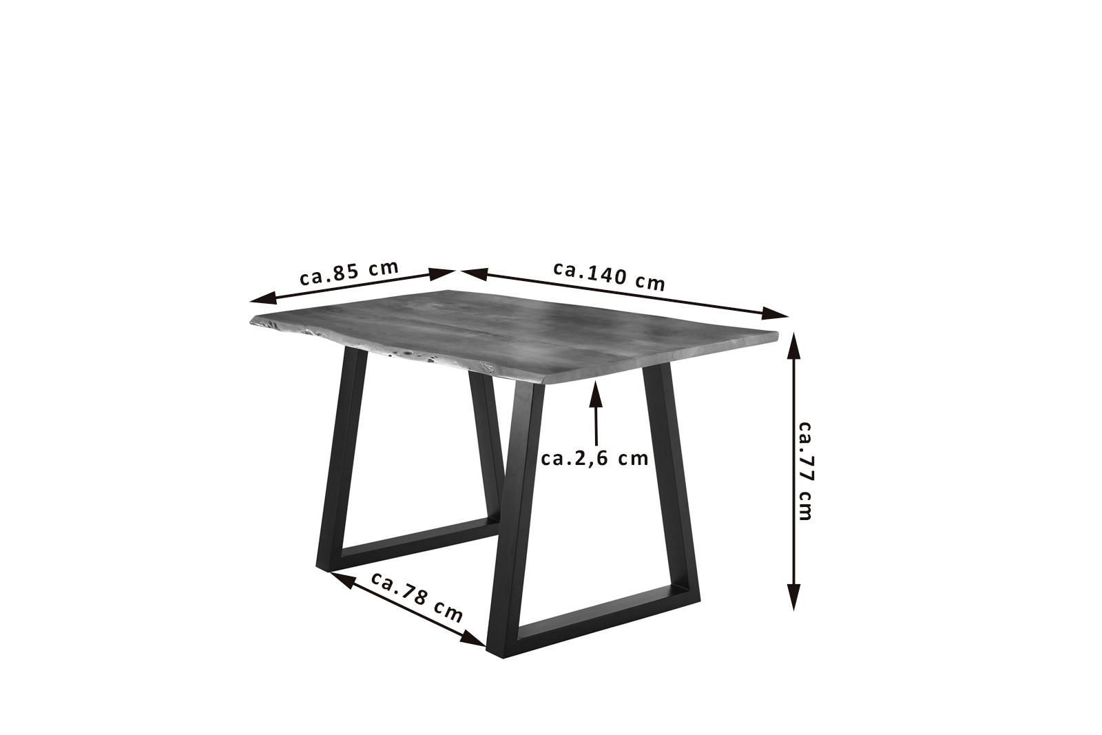 ESSTISCH LUBIN - Schwarz/Braun, Holz/Metall (80/140/77cm) - SAM
