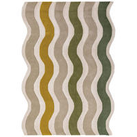 TEPPICH aus Wolle, handgetuftet, MONNOW, in Erdtöne-Grün, Wellenstreifen, 140 x 200 cm - Grün, Textil (140/200cm) - KADIMA DESIGN