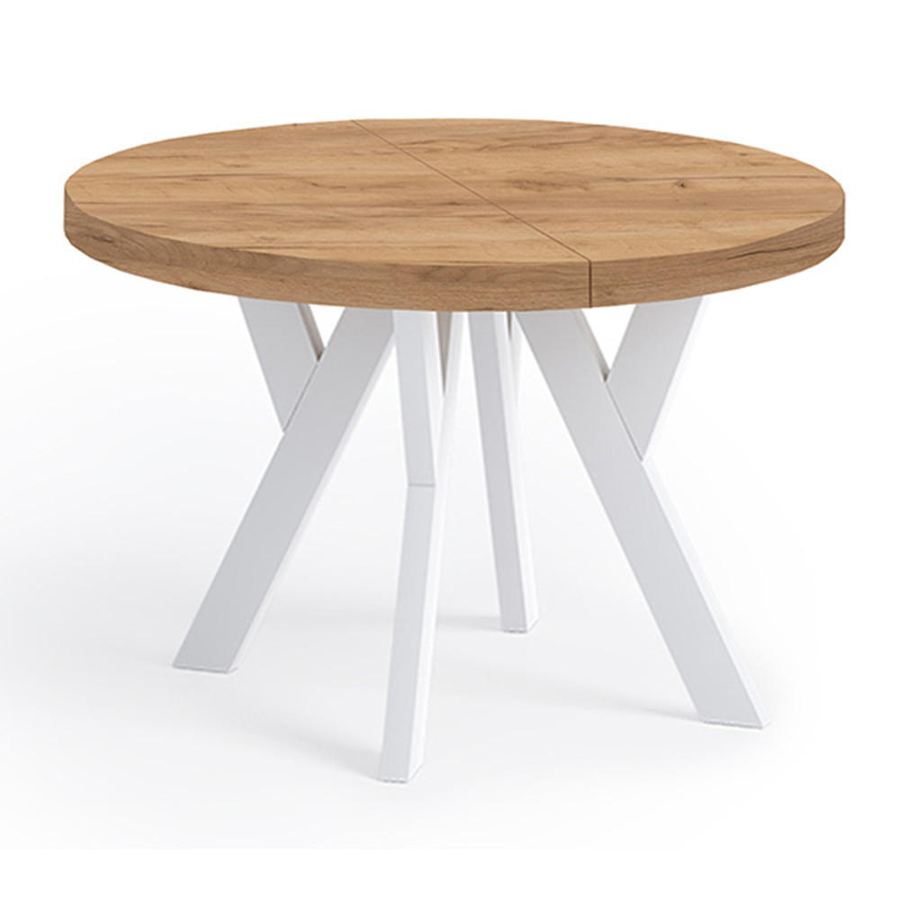 ESSTISCH Runder Ausziehbarer PERO 100/200, Craft Golden/Weiß - Braun/Weiß, Holz (200/100/77cm) - Dekori_Interiors