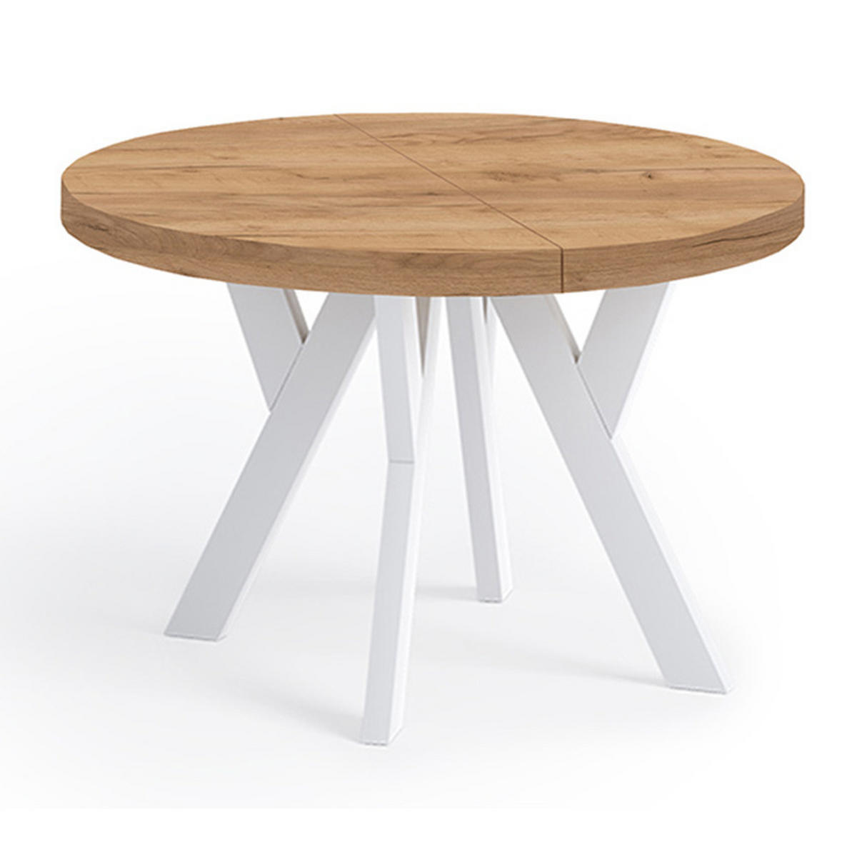 ESSTISCH Runder Ausziehbarer PERO 90/140, Craft Golden/Weiss - Braun, Holz (140/90/77cm) - Dekori_Interiors
