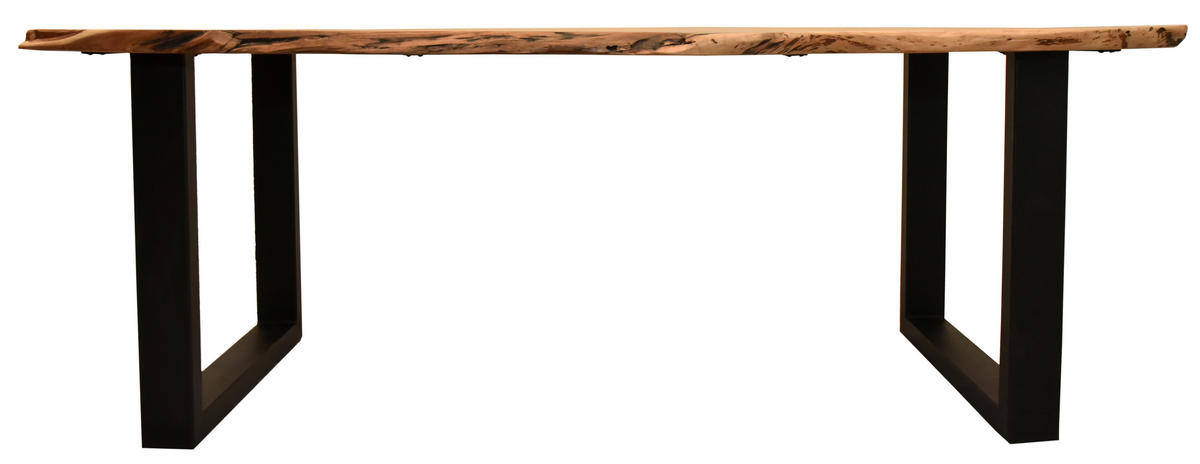 BAUMKANTENTISCH Catania Akazie U-Form Gestell 200 x 100 cm - Schwarz/Braun, Holz/Metall (200/100/75cm) - Mr. Deko