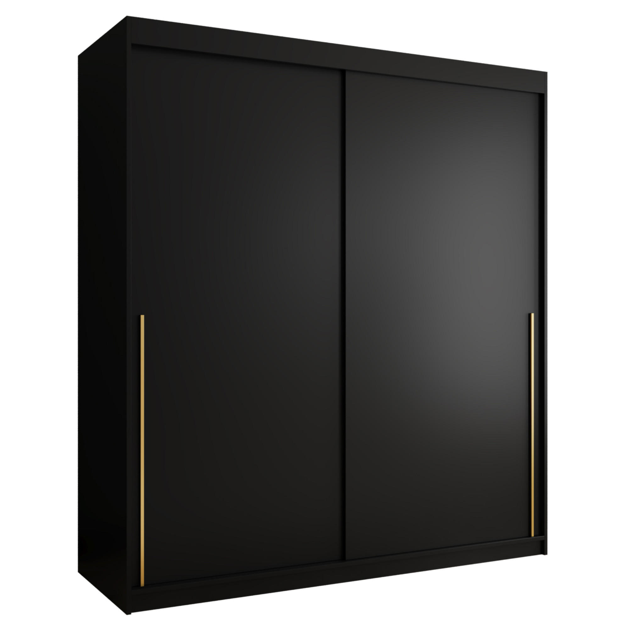 SCHIEBETÜRENSCHRANK 180 cm Breite, Schwarz mit goldenem Griff - Goldfarben/Schwarz, Holzwerkstoff (180/200/62cm) - Home Collective