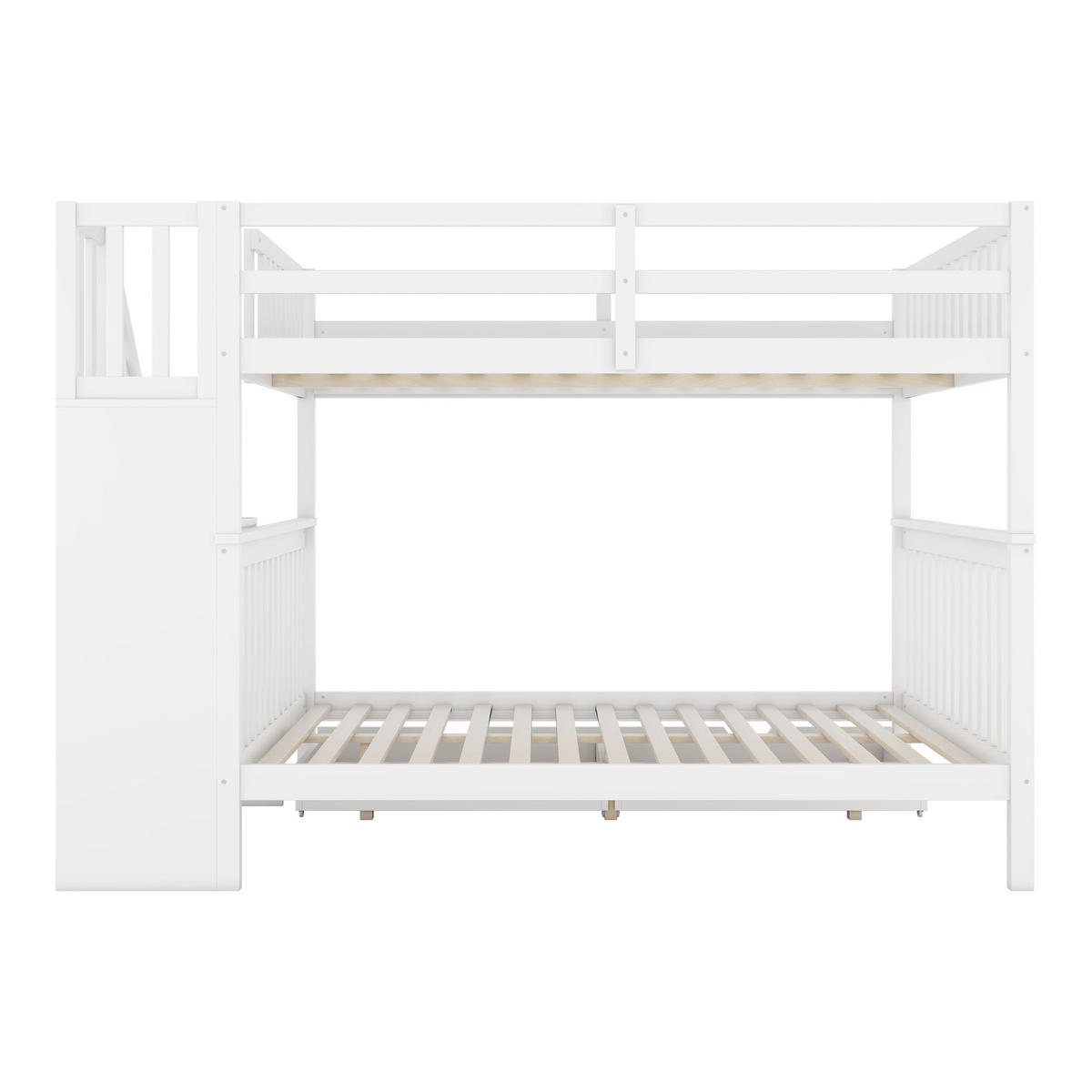 ETAGENBETT 140x200cm Weiß mit 2 Schubladen EN747-1 Treppenregal - Weiß, Holz (140/200cm) - FLIEKS