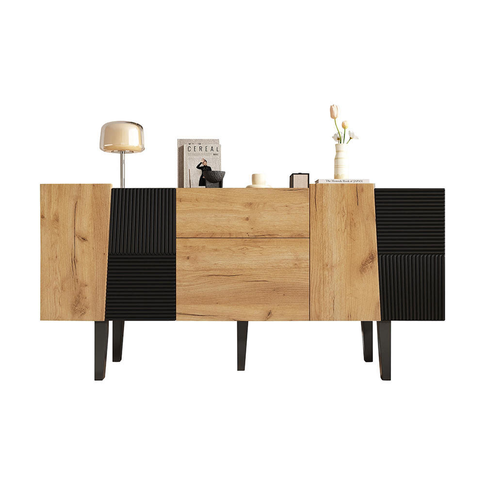 SIDEBOARD mit Massivholzbeinen，Farbe Eiche - Alteiche, Holz (40/70/140cm) - KOMHTOM