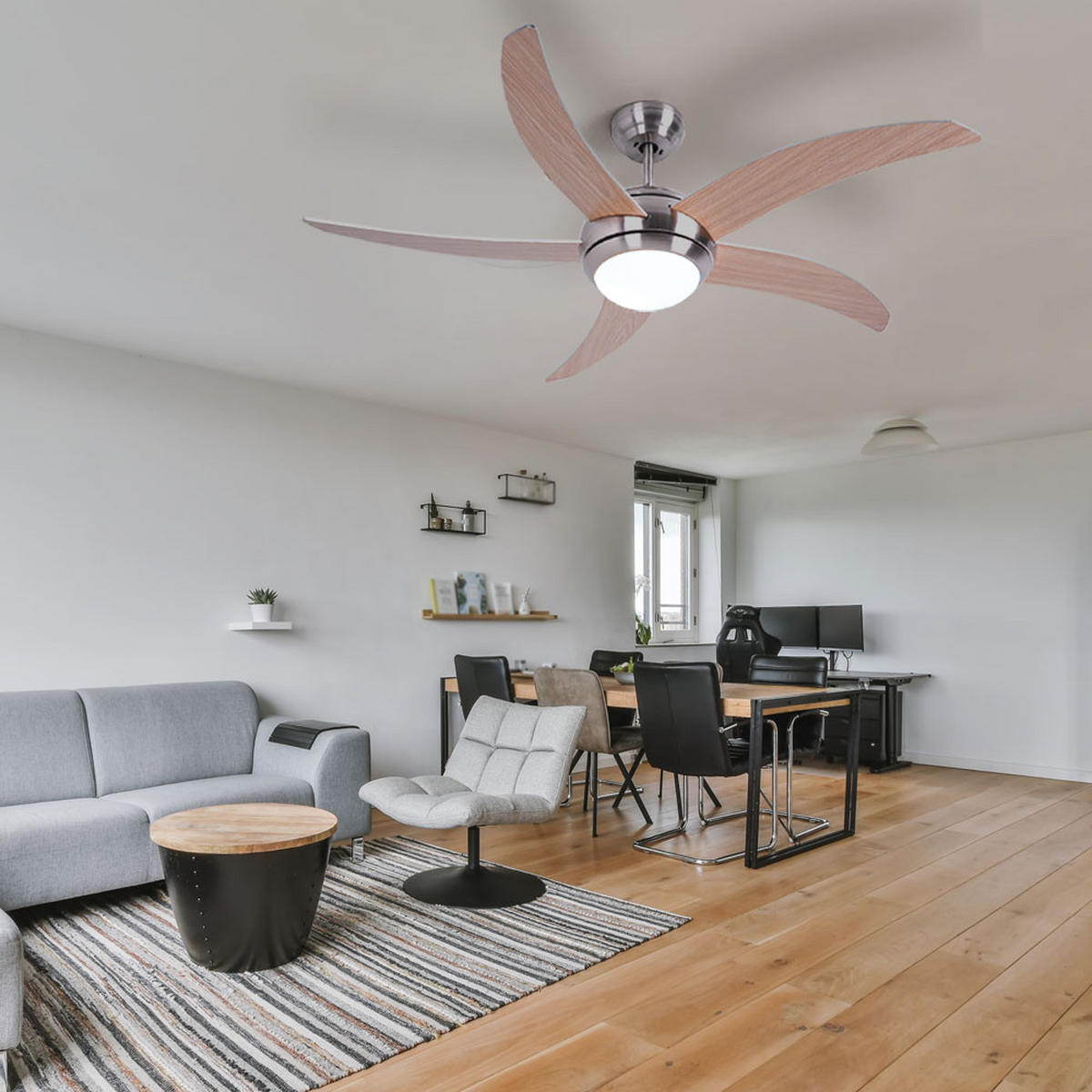 LED DECKENLEUCHTE Deckenventilator Braun - Braun, Metall (132/41/41cm)