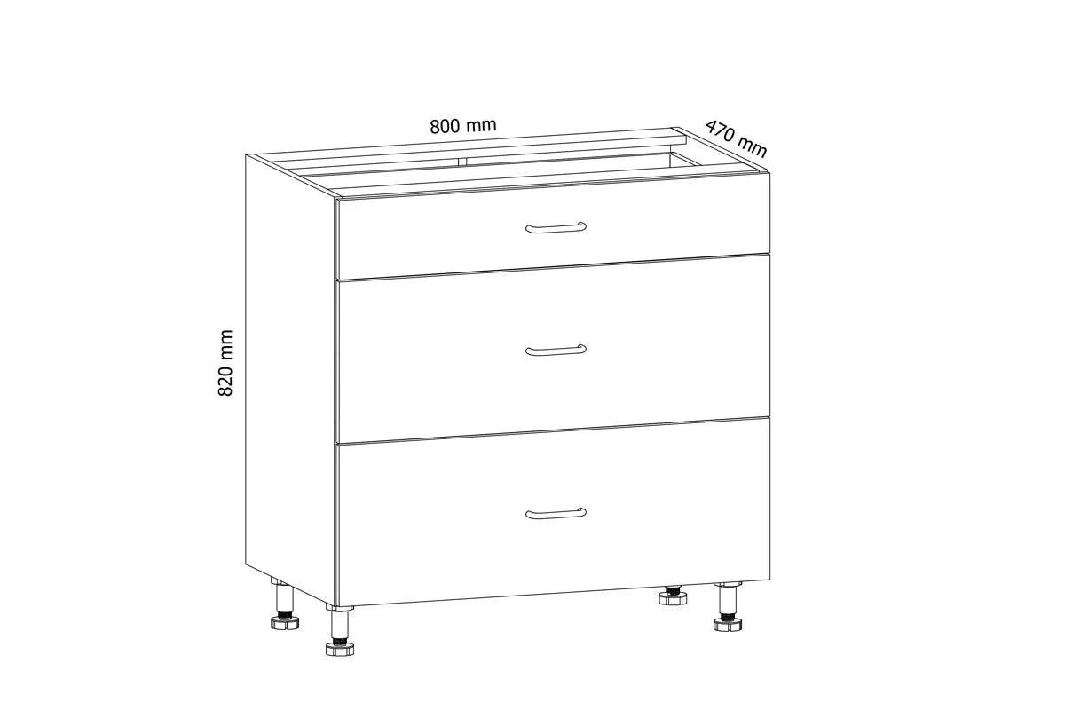 UNTERSCHRANK – 80 cm – D80S3 – Velmora – Grau - Grau, Holzwerkstoff (80/82/47cm) - ROYAL24_MARKT