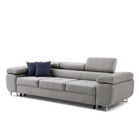3-SITZER-SOFA WILD mit Schlaffunktion 127x190 Velours Grau - Chromfarben/Grau, Holz/Textil (262/90/102cm) - Muffo