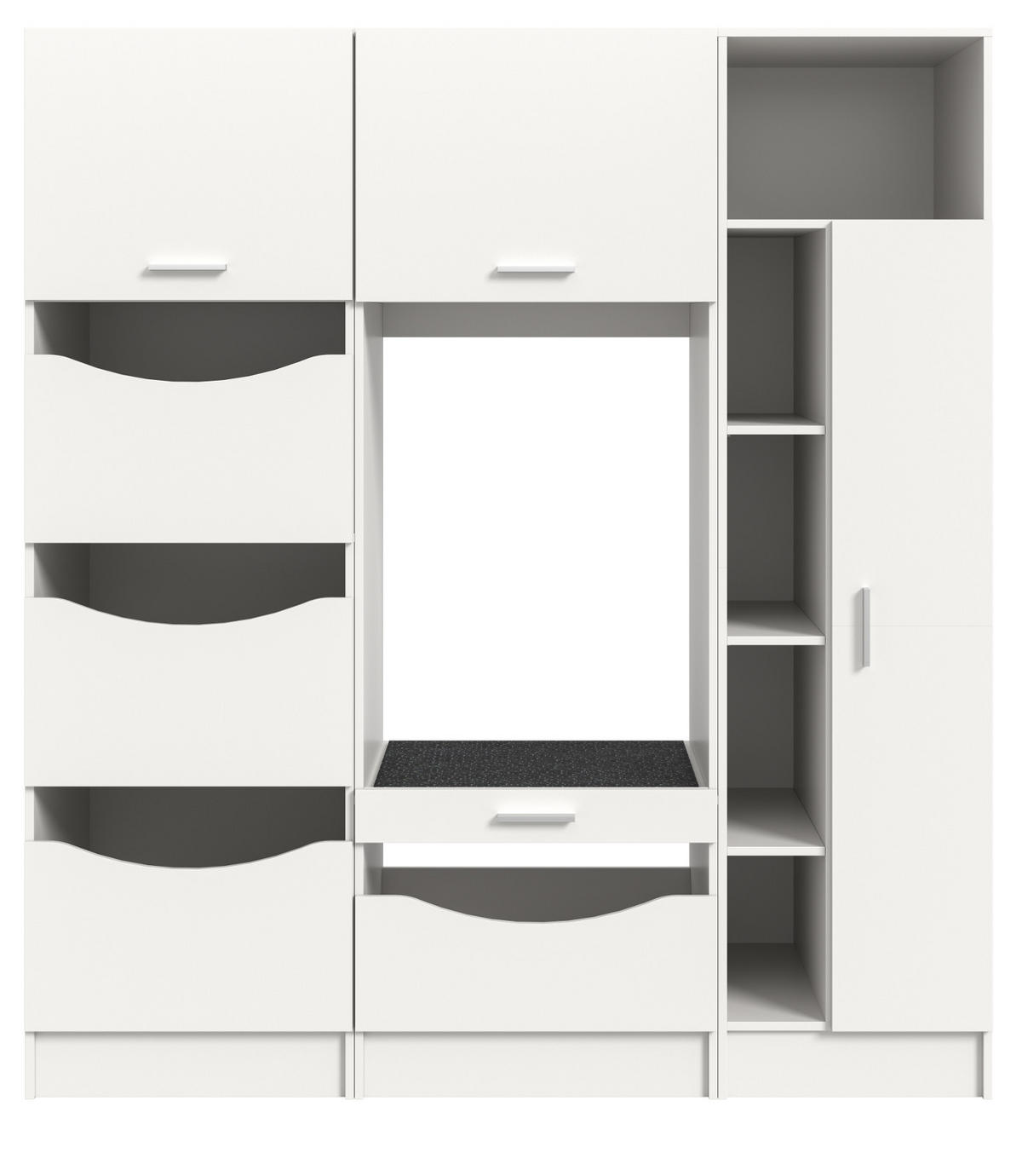 WASCHMASCHINENSCHRANK weiß Set 3-teilig, Waschmaschinenumbau 176 cm mit viel Stauraum - Silberfarben/Weiß, Glas/Holzwerkstoff (176/195/68cm) - Inn.Furn